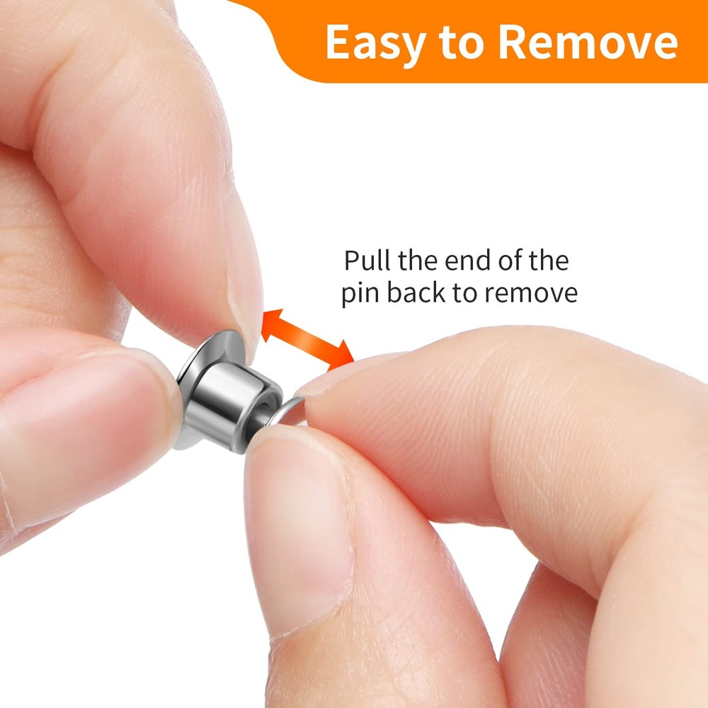 Ceryvop 100 PCS Pin Backs Locking, Lapel Keepers Clasp, Metal Locks, Silver