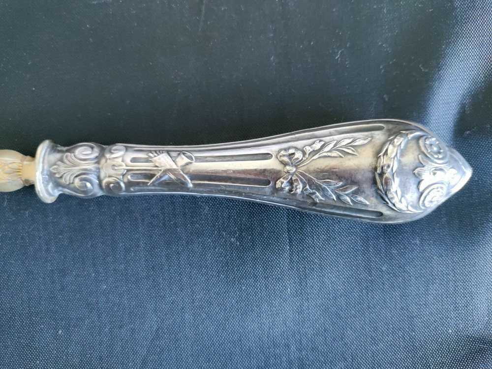 Ornate Unique Antique Silver Handle Fish Server
