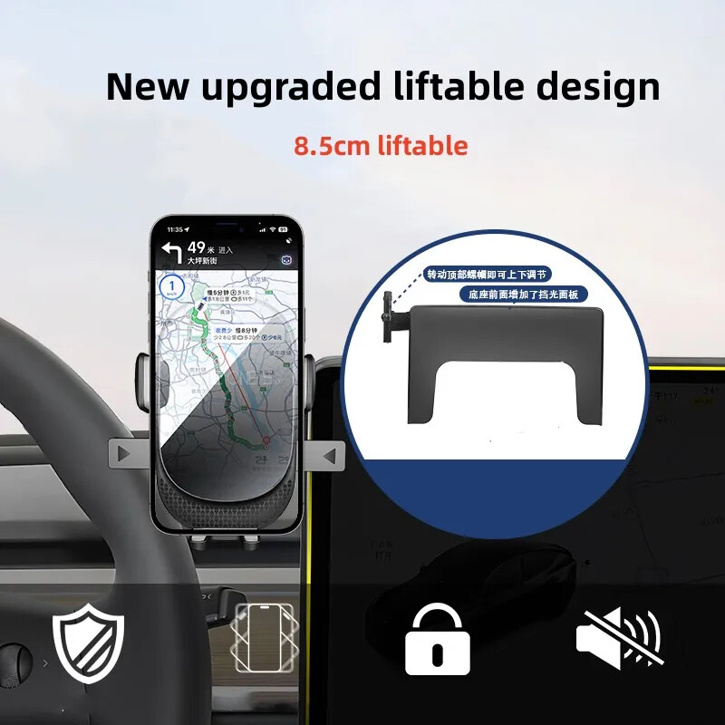 Phone Mount for GPS Navigation Screen Fixed Liftable Bracket For Tesla Model 3/Y
