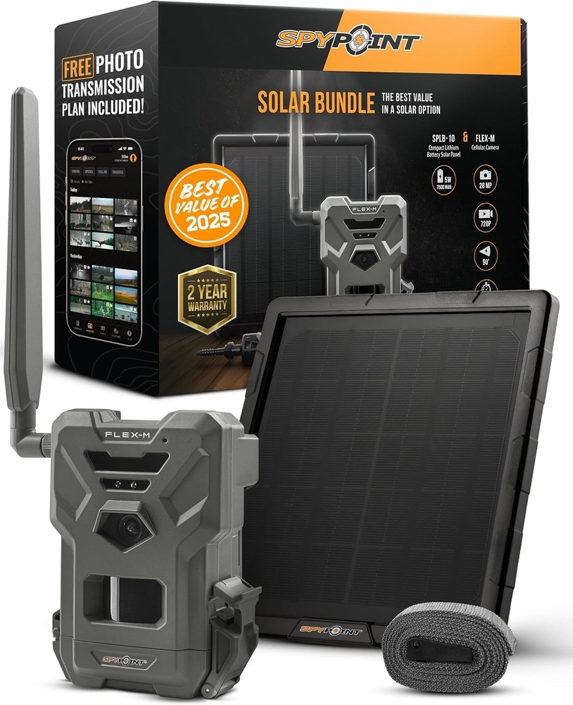 SPYPOINT Flex-M Solar Bundle - Cellular Trail Camera with Solar Panel, Best in