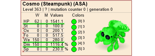 Ark ASA Xbox/PC/PS PVE Solid 3 Cosmo baby Breeding Pair level 363