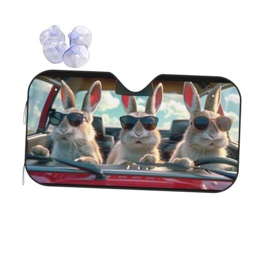 Windshield Sun Shade Cute Rabbit Bunny Drivers Foldable Car Windshield Small