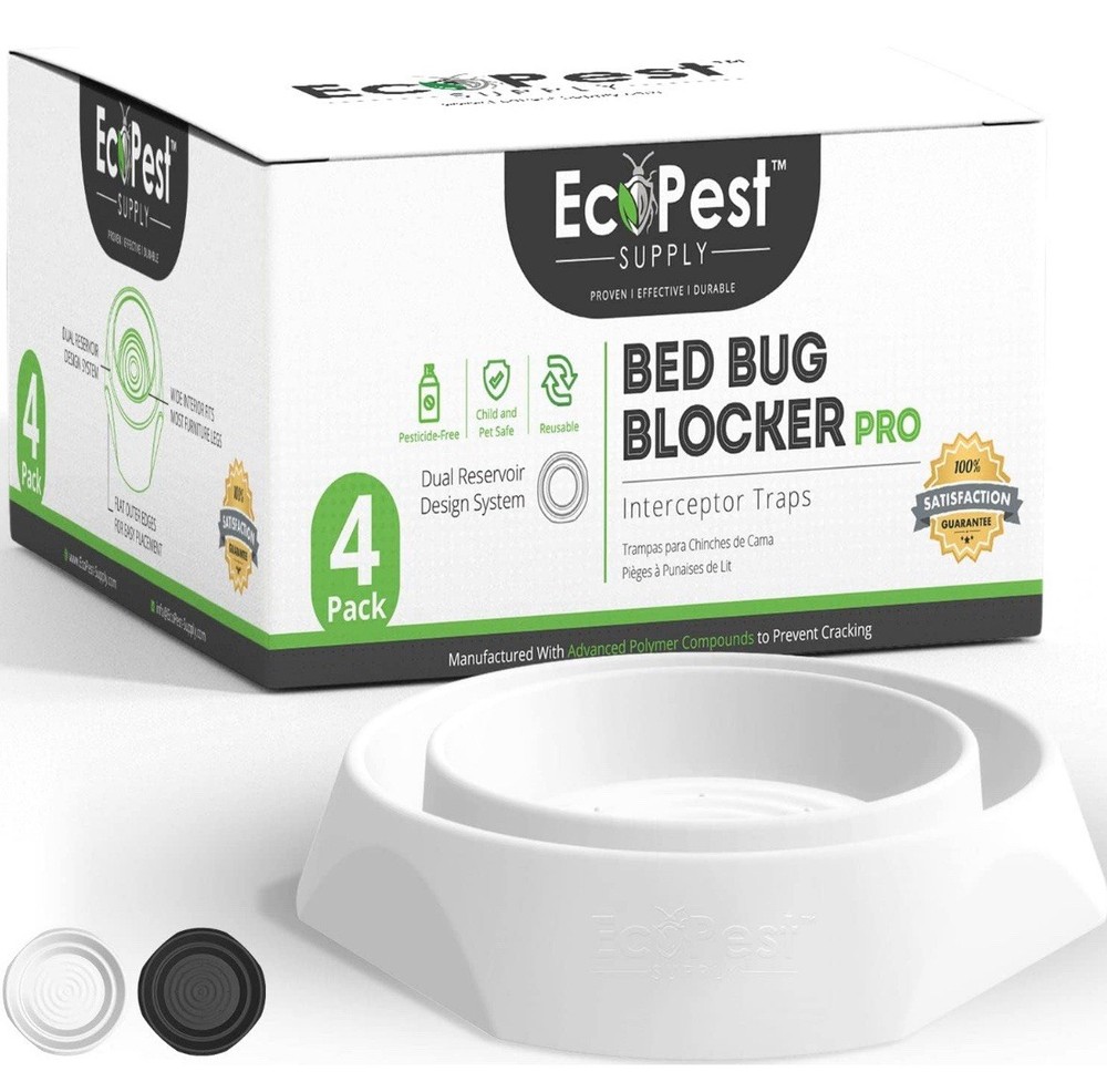 Bed Bug Interceptors – 4 Pack | Bed Bug Blocker (Pro) Interceptor Traps (White)