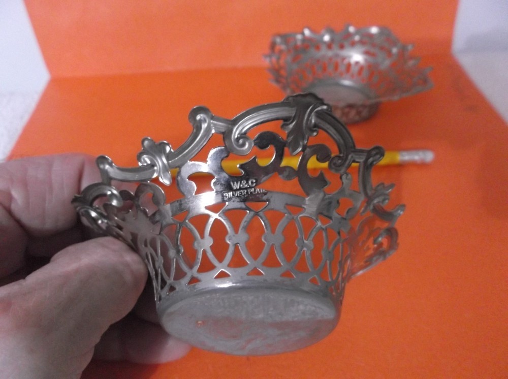 (2) W & C Silverplate Candy Dish?? 3 1/2" X 4" x 1 1/2" Deep