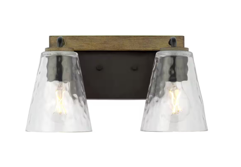 Home Decorators Westbrook Weathered Oak Rustic Farmhouse Bathroom Vanity Light