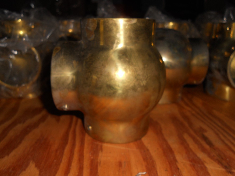 BAR RAIL BRASS Three Hole Brass 2” i.d. Tee Connector
