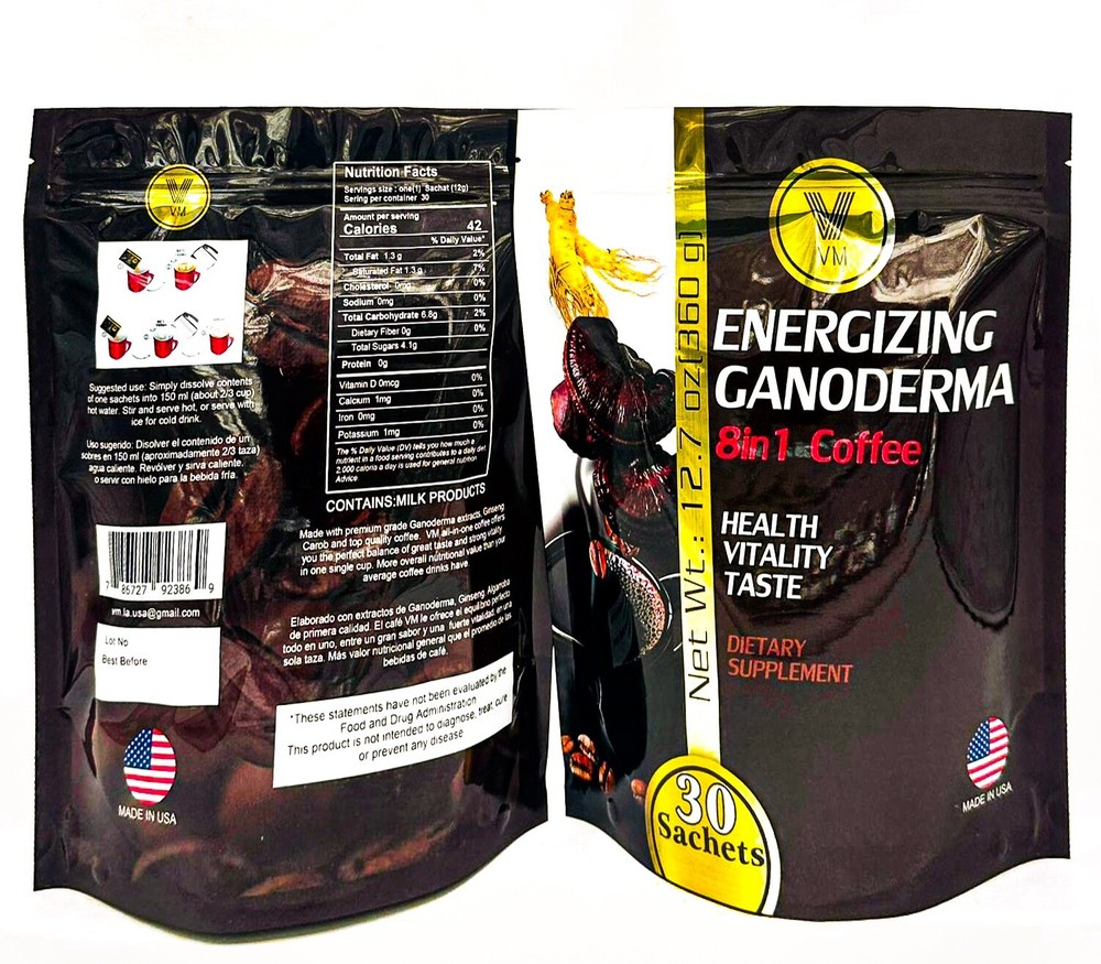 VM Energizing Instant Coffee Mix – Reishi (Ganoderma) + Ginseng & Carob – 30 S