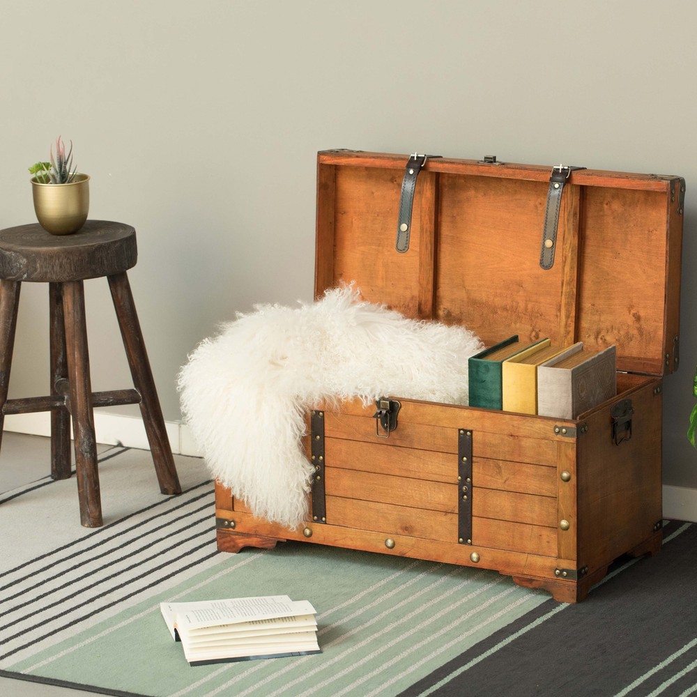 New Rustic Large Wooden Storage Trunk with Lockable Latch