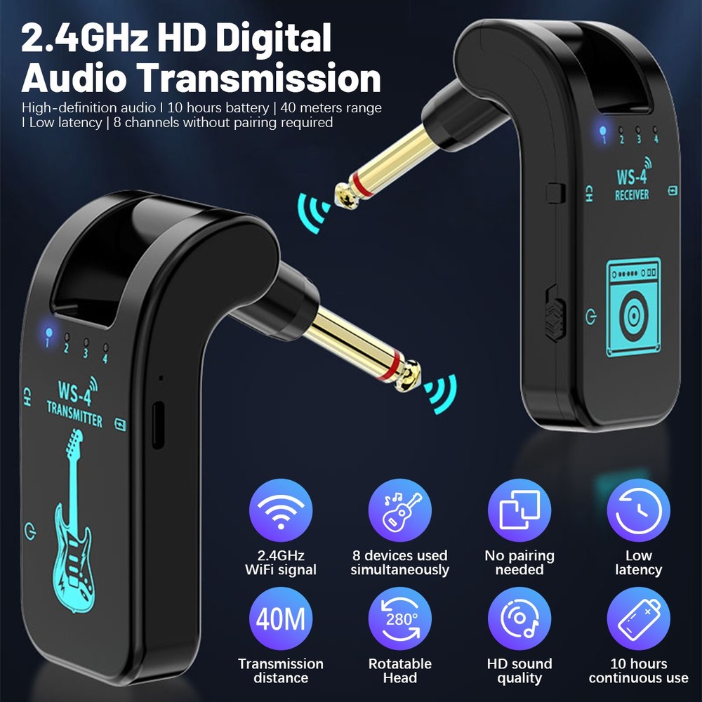 131Ft Wireless Guitar System Wireless Audio Electric Guitar Transmitter&Receiver