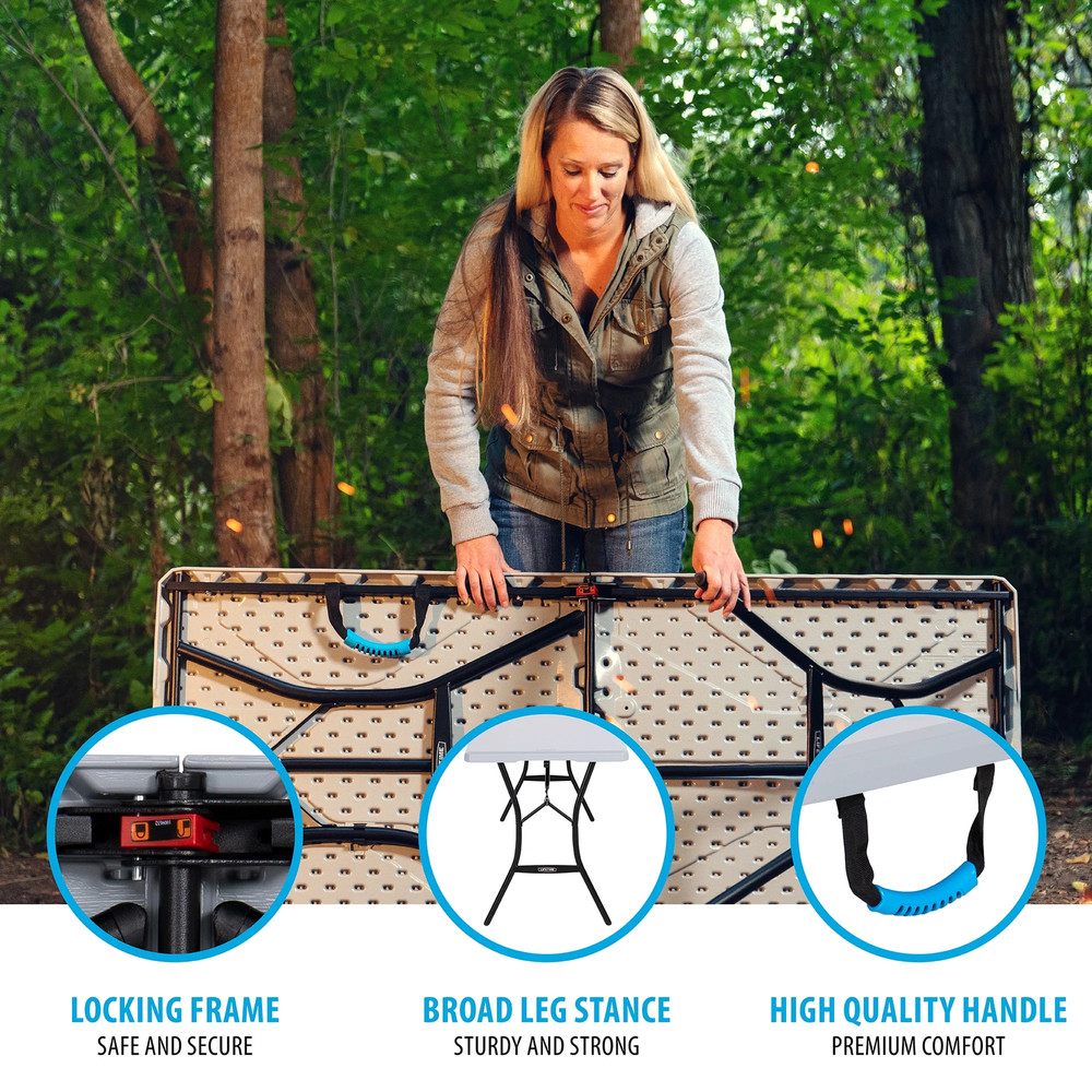 Lifetime 5 Ft Rectangle Fold-in-Half Portable Folding Table Collapsible White
