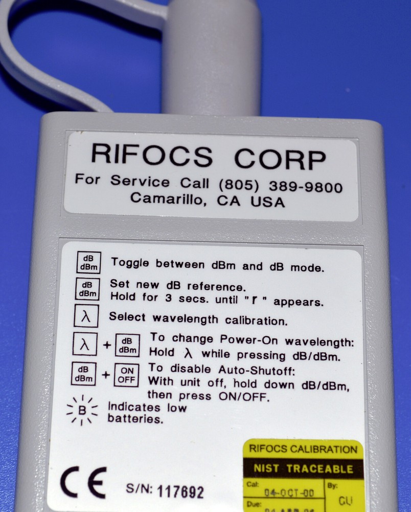 New Rifocs 555B 1 mm InGaAs Optical Power Meter