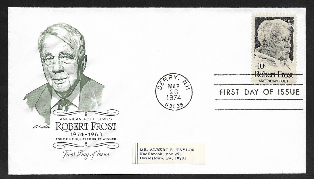 #1526 10c Robert Frost - Artmaster FDC
