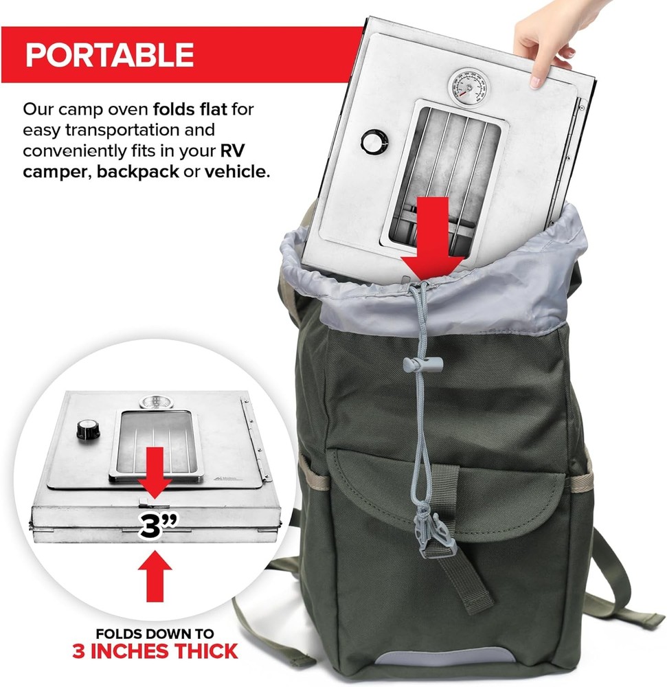 Portable Camping Oven Folding Camping Stove Baking Cinnamon Rolls Breads &