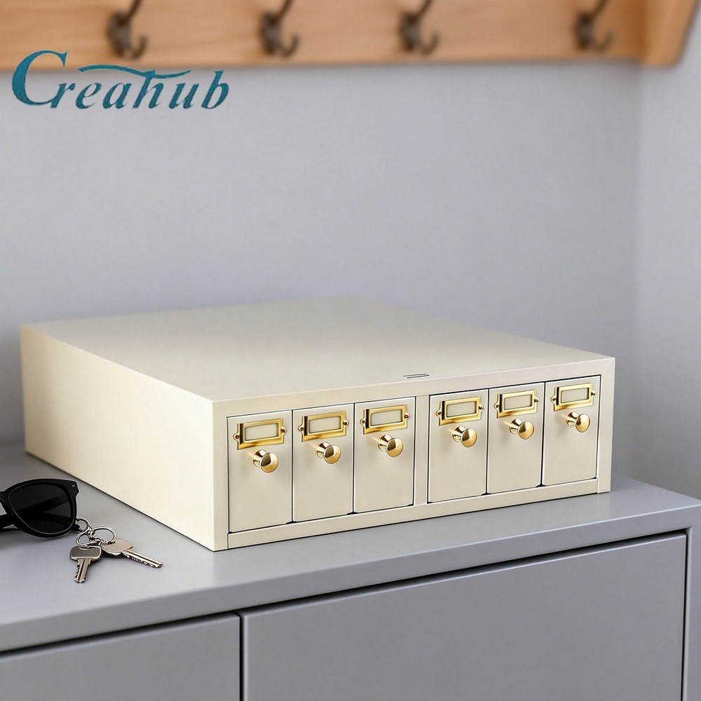 Microscope Slide Stackable Storage Cabinet, 6-Drawer, Metal, Stackable, Tan US