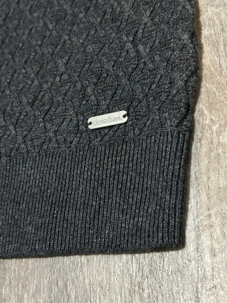 Threadbare Men’s Mini Cable knit sweater Dark Grey Size 2XL