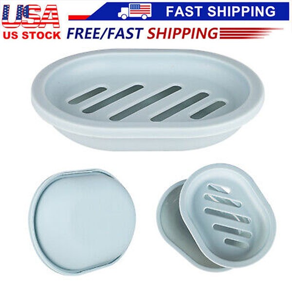 Soap Dishes Holder Self Drain Container Case Bath Shower Basket Storage Box