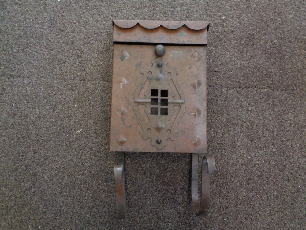 VINTAGE 1940-60s SOLID COPPER MAILBOX UNMOLESTED FRONT SLOT +TOP LIFT+BODY OPENS