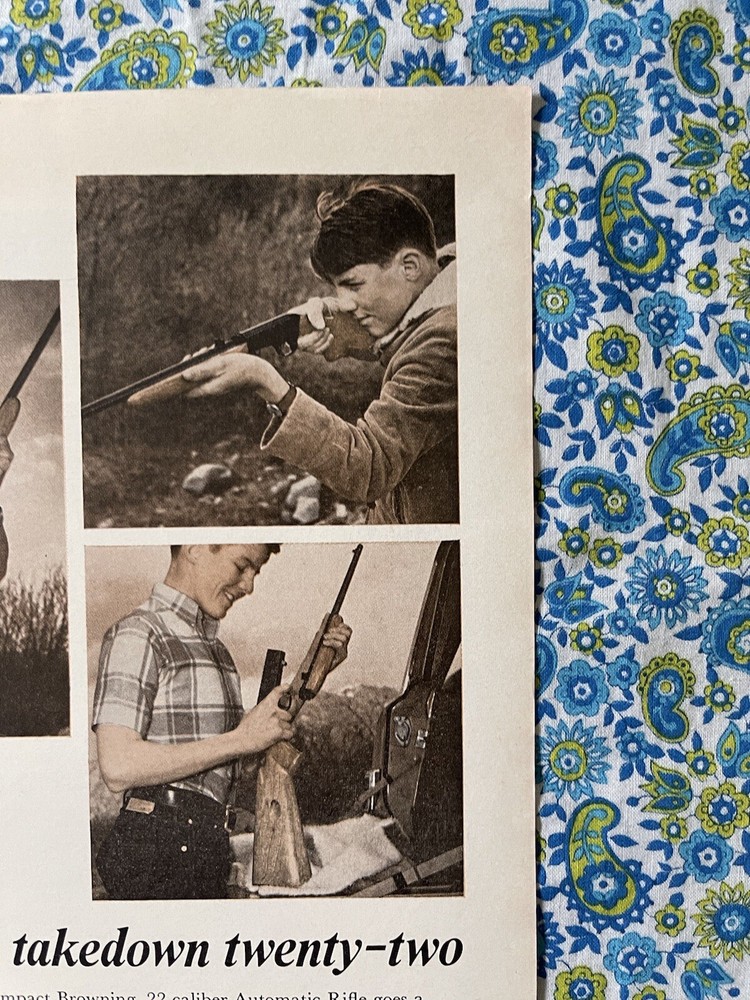 Vintage 1967 Browning Compact .22 Caliber Automatic Rifle Print Ad