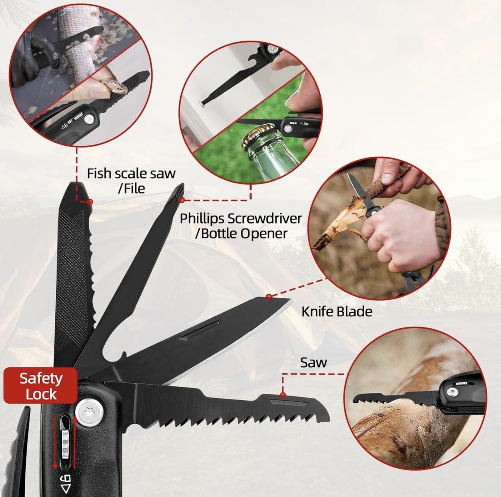 Hammer Multi Tool Camping Accessories Survival Gear Multi Tools With Nylon Case