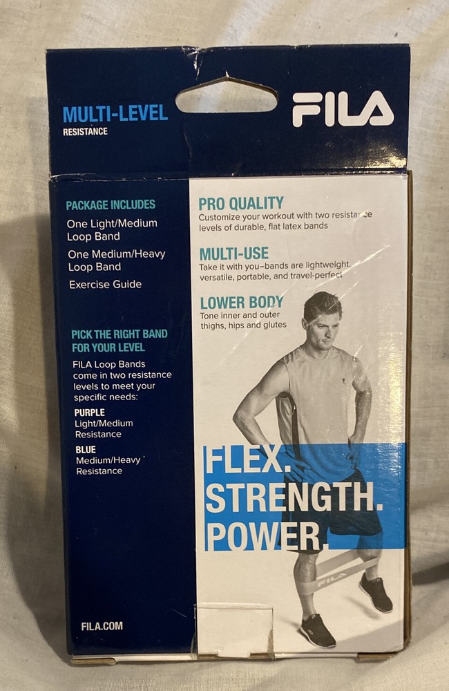 FILA Multi-level Resistance Loop Bands 2-Pack Purple & Blue Medium & Heavy *NEW