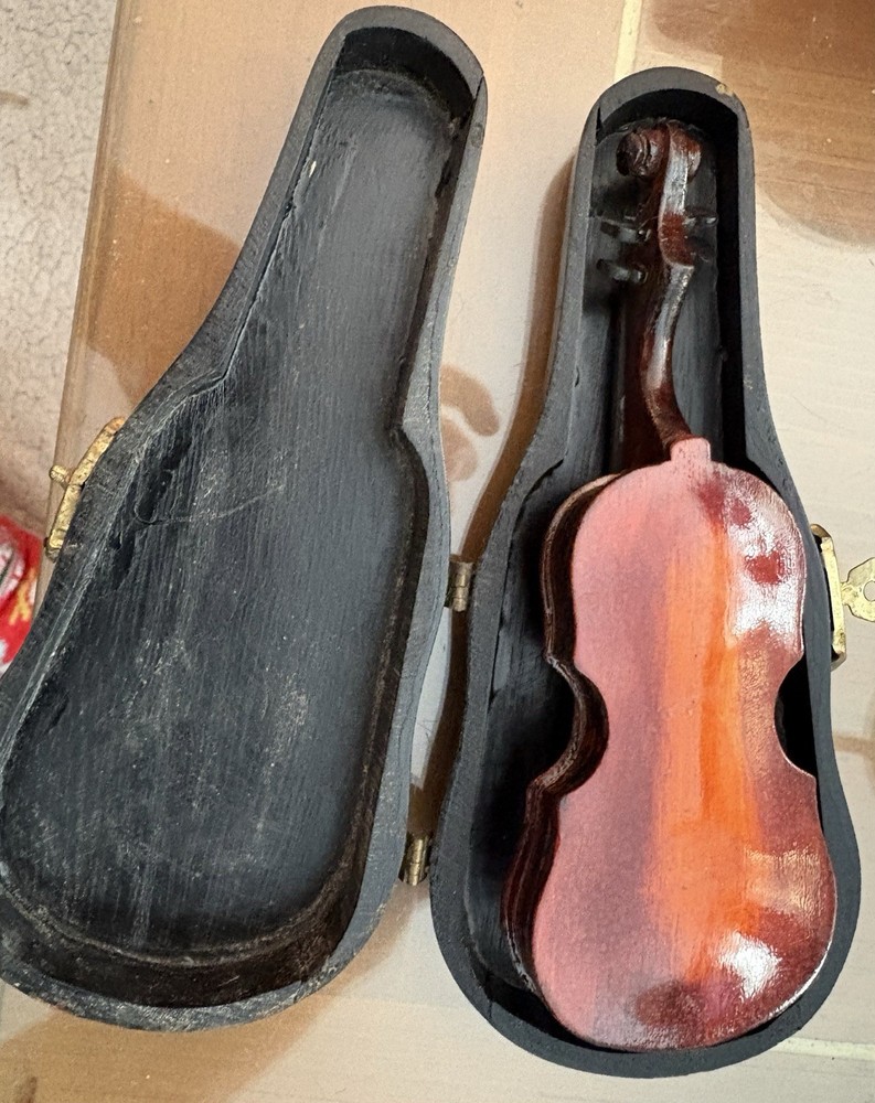 Miniature Violin With Case No Bow