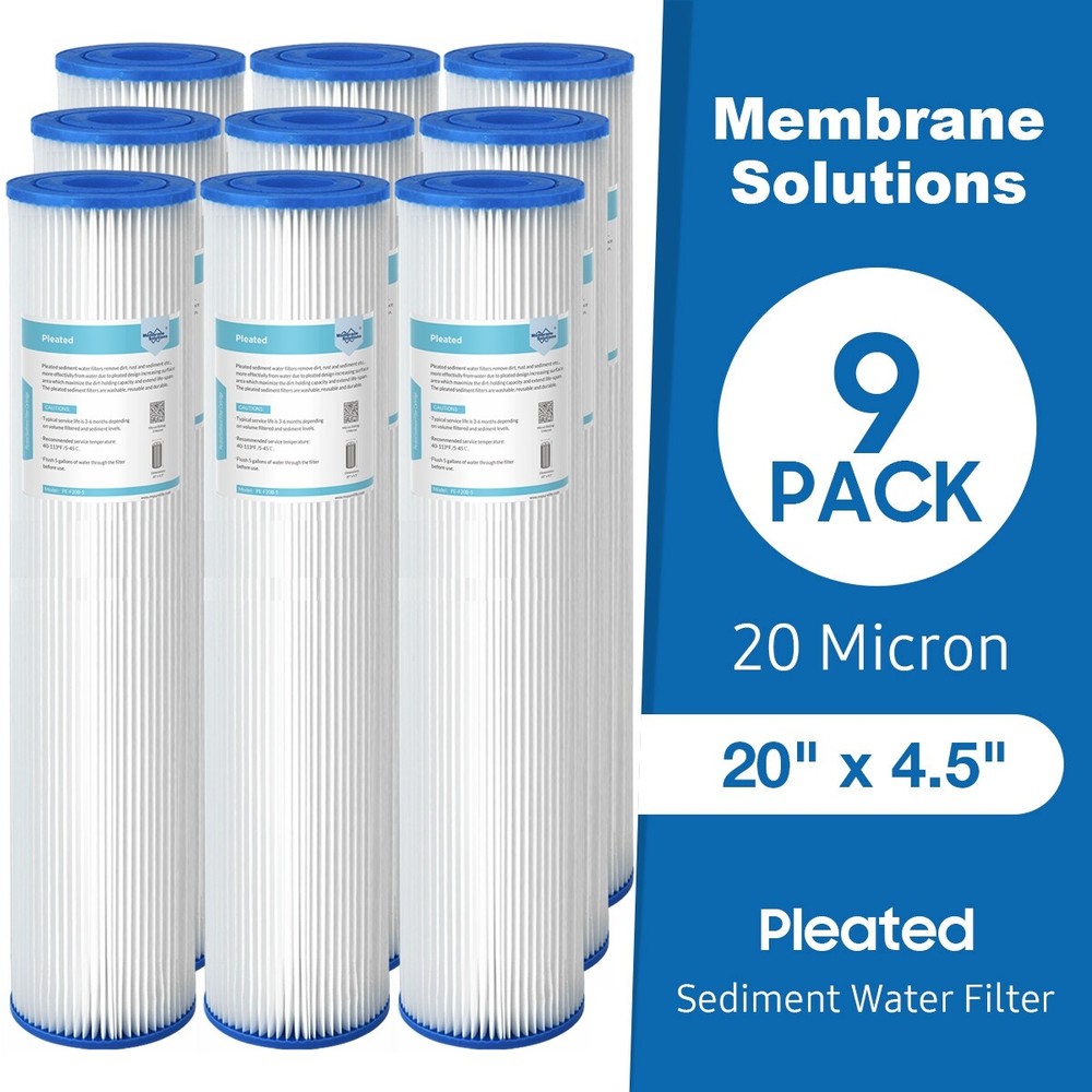 20 Micron 20" x 4.5" Washable Pleated Whole House Sediment Water Filter