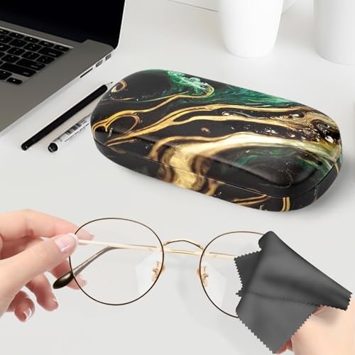 Hard Shell Sunglasses Case, Classic Large Glasses Case for Emerald Marble