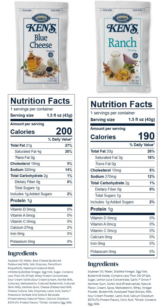 20 Count | Salad Dressing Packets | Individual Single Serve Salad Dressing