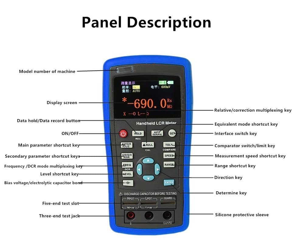 Digital LCR Meter Bridge Capacitance Inductance DC Resistance Tester Measurement