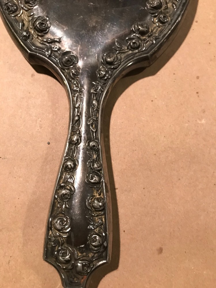 1904 Dated Derby Silver Company Silver Plated Hand Mirror