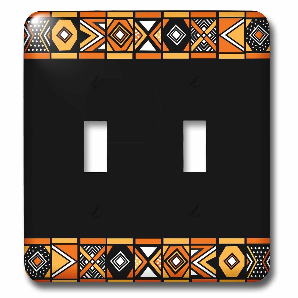 3dRose Traditional African Zulu Pattern Double Toggle Light Switch Plate