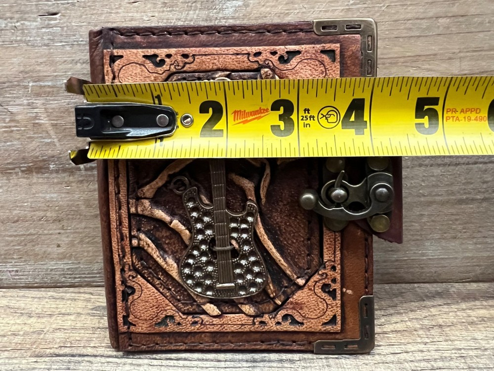Guitar Handcrafted Leather Journal 5" x 4"