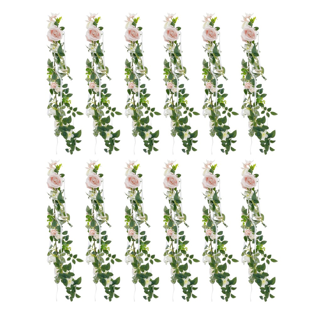 12Pcs Wedding Chair Decoration Multi-function Artificial Pew Flowers Stool Decor