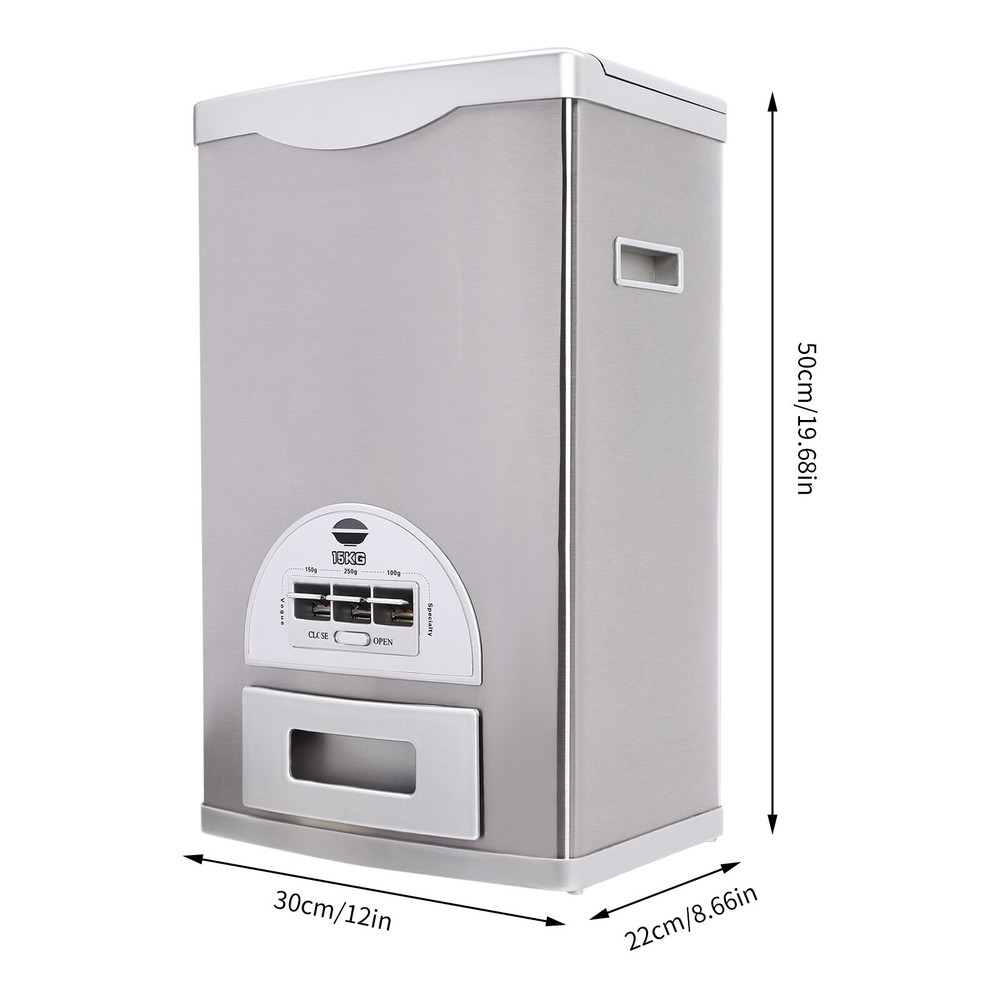 Stainless Rice Automatic Precise Dispenser Rice Storage Container 15kg/33lb]
