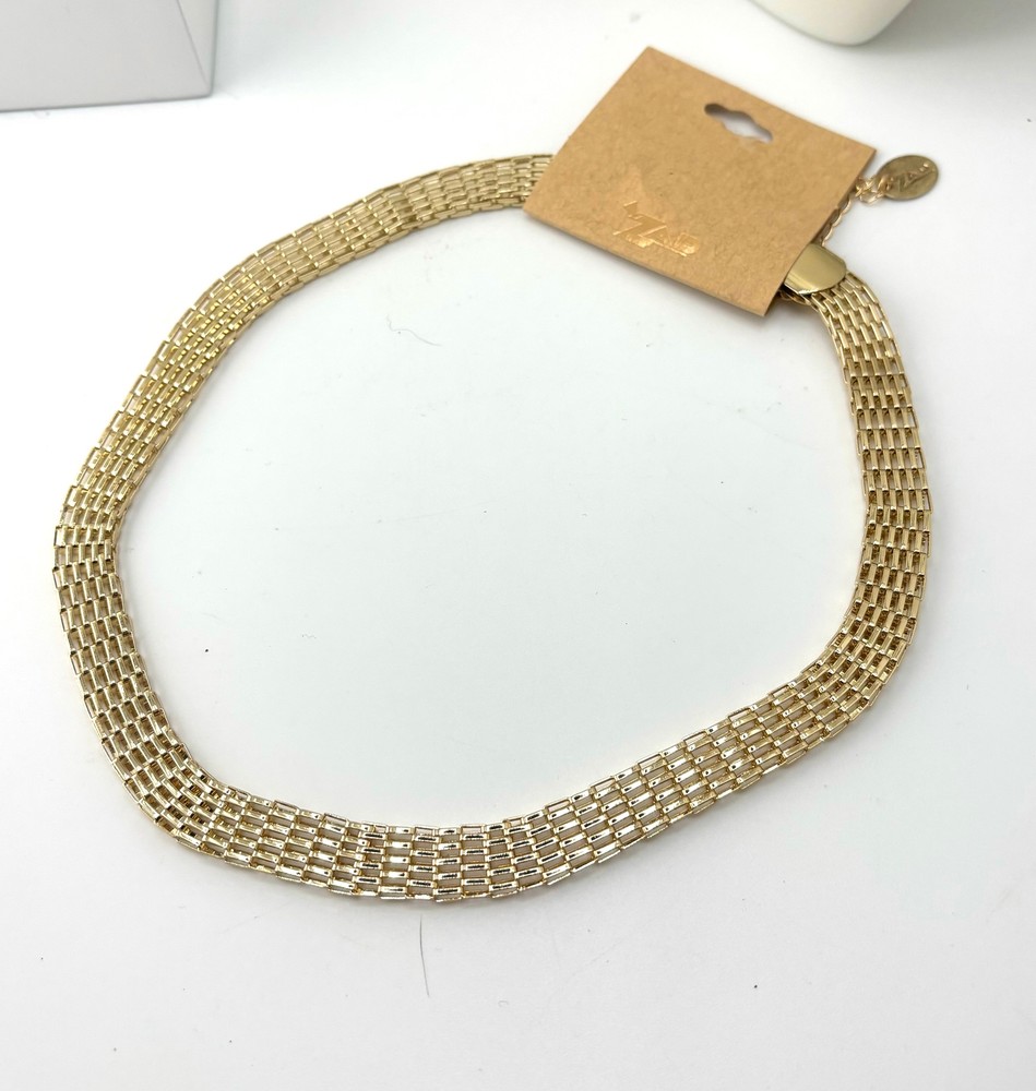 Gold Mesh Link Chain Necklace