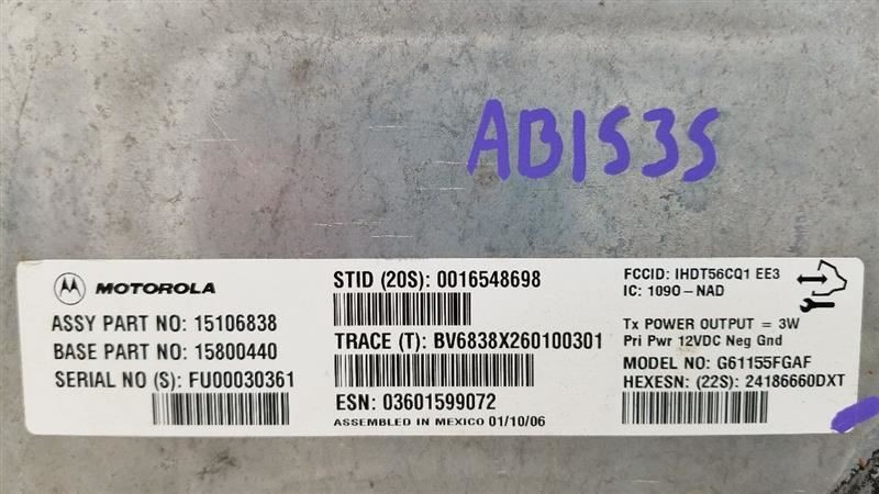 07 CHEVY TAHOE COMMUNICATION ONSTAR MODULE 15106838