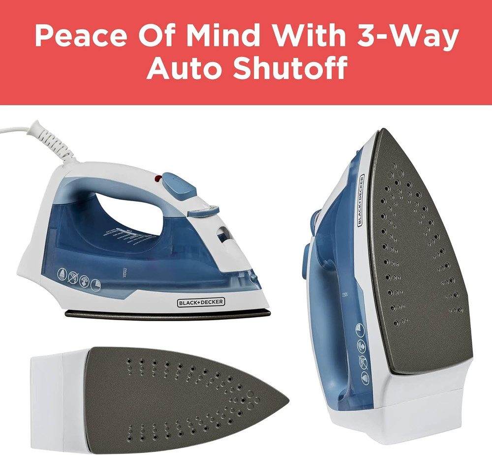 Easy Steam Compact Iron for Clothes, Automatic Shutoff, Nonstick Plate, Light We