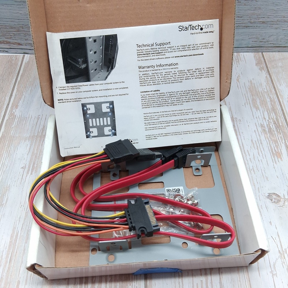 StarTech 3.5" Mounting Kit for 2.5" SATA SSD/HDD Part# Bracket25X2 Open Box