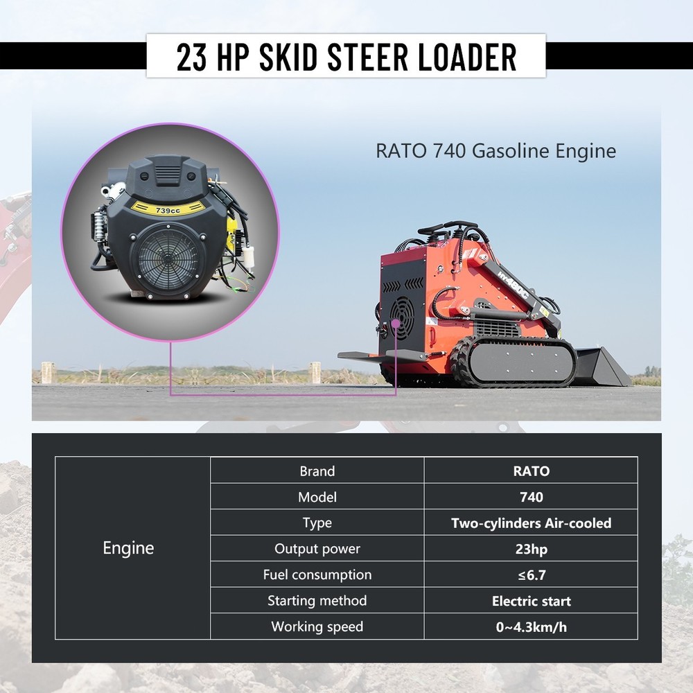 HY480C+Bulldozer FREE SHIP/unloading Mini Skid Steer Loader 23HP EPA Engine