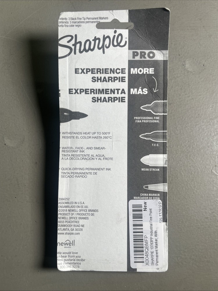 Sharpie Pro 3 Pack Permanent Fine Point Black Markers
