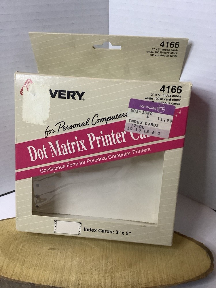 Avery Dot Matrix Printer Cards 4166  3"x5"Continuous Index Cards 1/2 Box