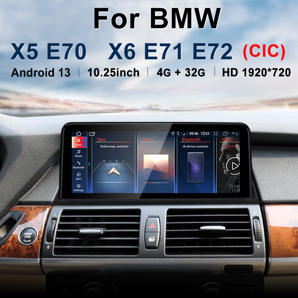10.25" Android Screen Display Upgrade CarPlay Multimedia for BMW X5 E70 X6 E71