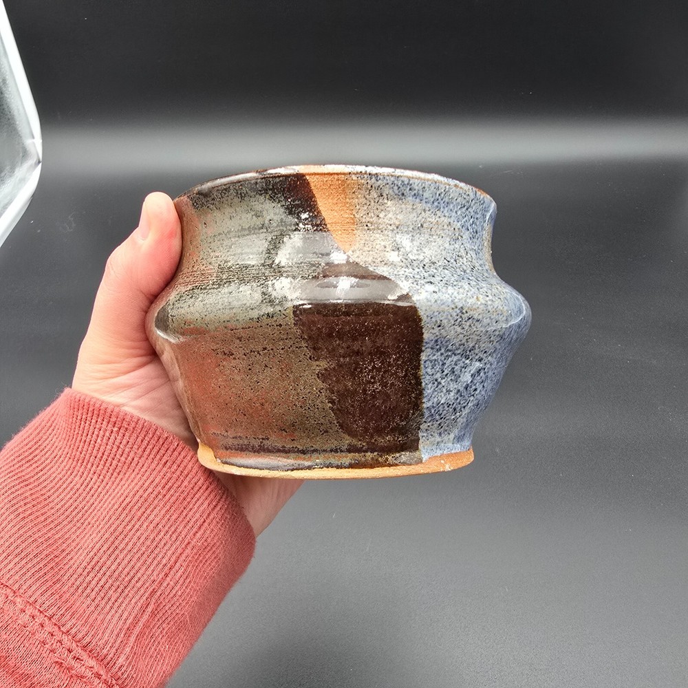 Mark Cherrey Studio Pottery Planter Pot Handmade Stoneware 3" Signed