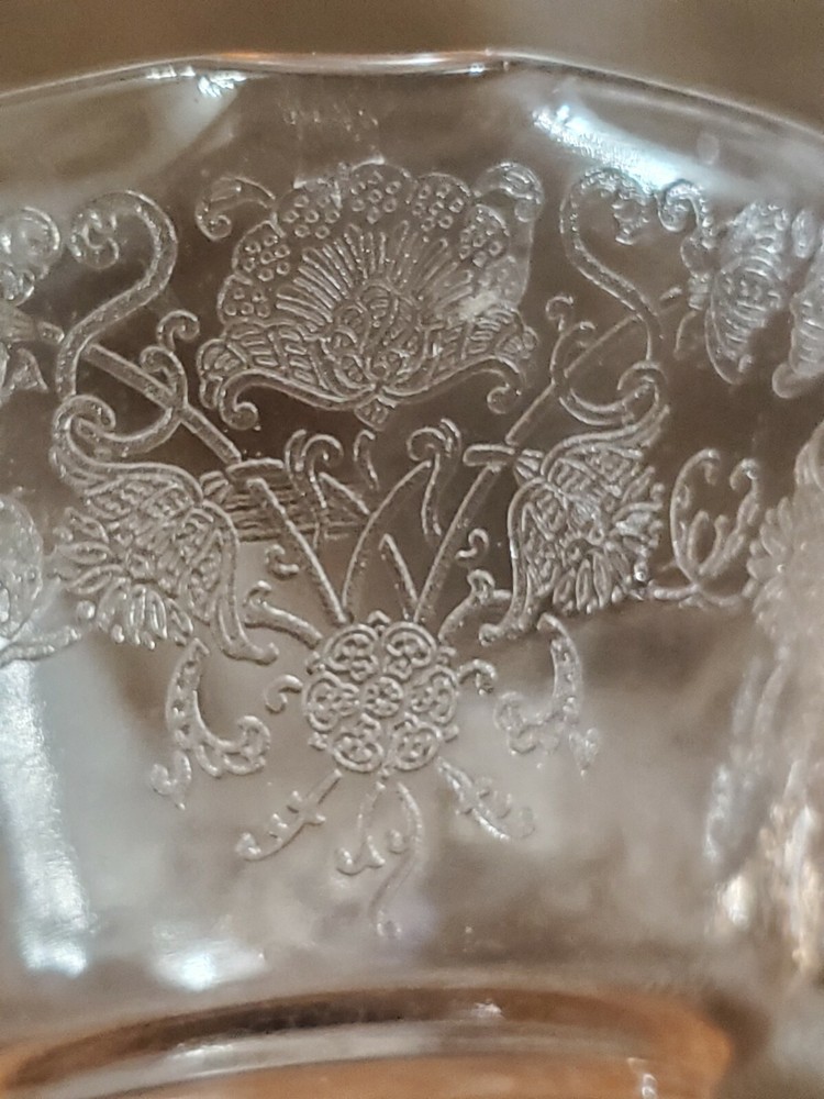Pink Depression Glass Double Handle Cup Floral
