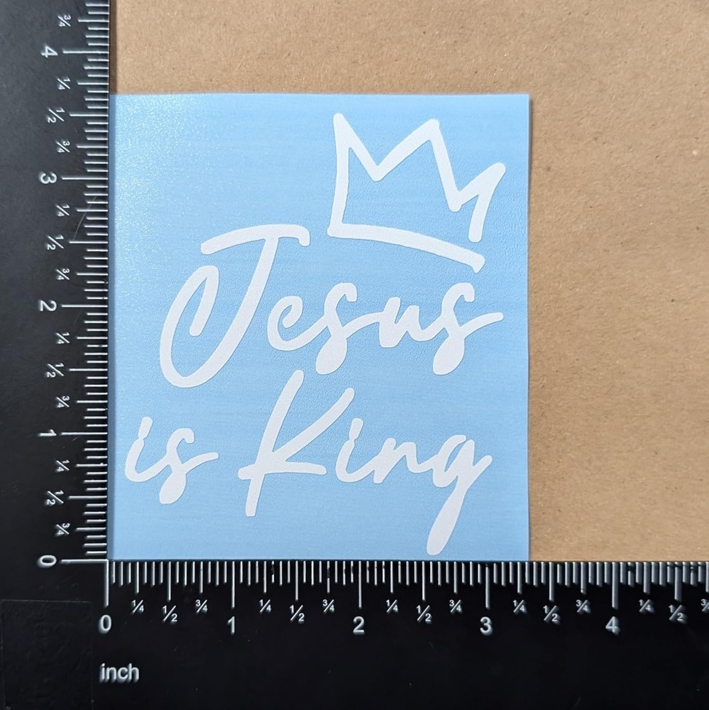 Decals 4 Pack: Crown, Cursive, Small White (3.5")-Small ~3.5"-White