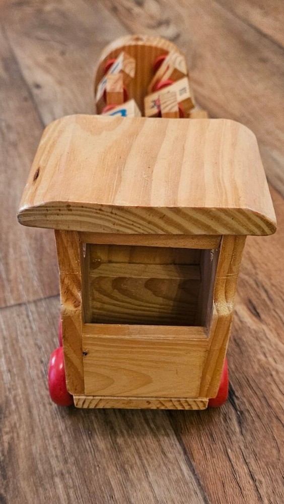 Vintage Wooden Train Engine Alphabet Push/Pull Toy