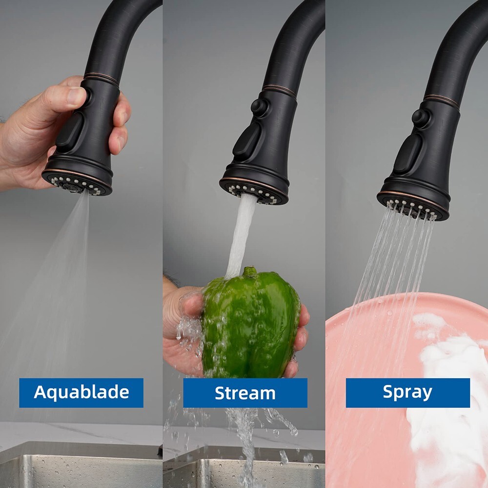 3 Function Pull Down Kitchen Faucet Head Replacement Sprayer Nozzle, 9 Adapters