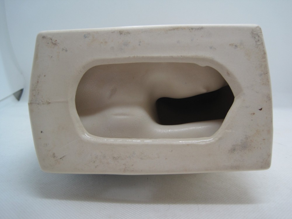 Morton Pottery Ceramic Easter Bunny Rabbit Top Hat Blue Egg Planter