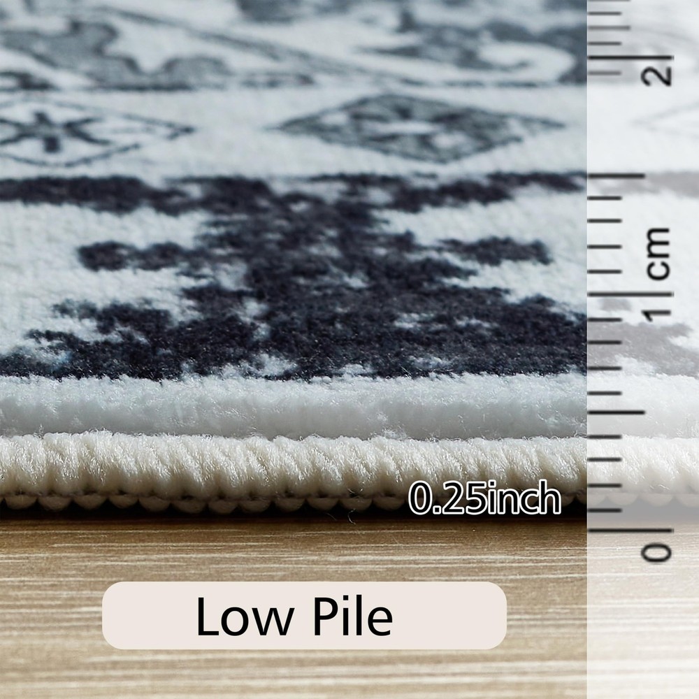 LAISE 8x10 ft Washable Area Rug, 8' x 10' (Rectangular), Black and White