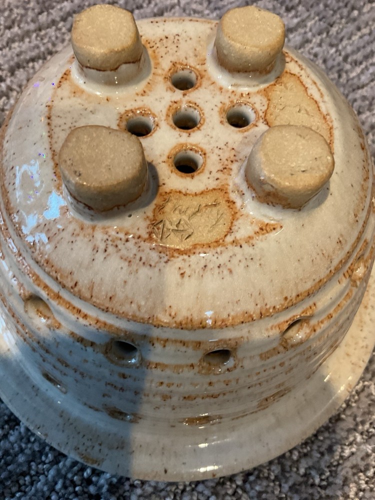 Vintage Ceramic Strainer Signed